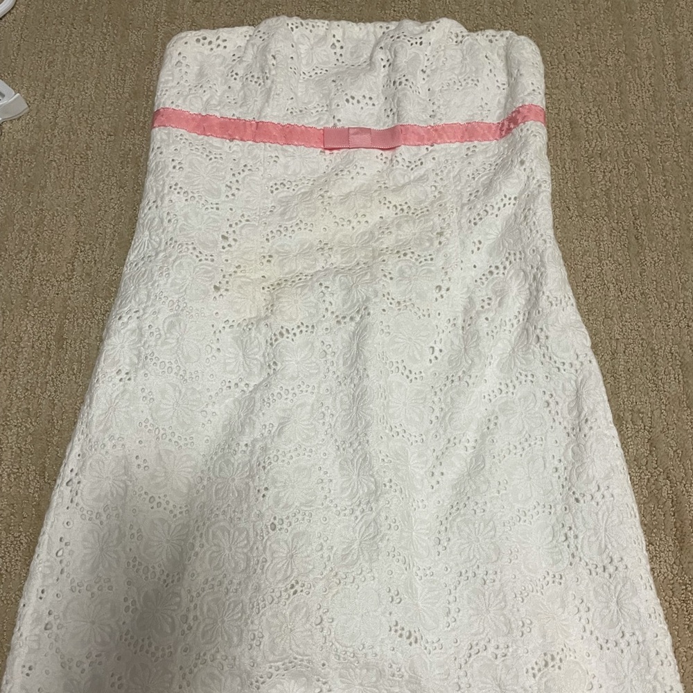 Lilly Pulitzer white mini dress pink bow